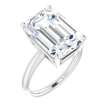 Olivia Lab Grown Diamond Ring | 8 Carat Emerald Diamond Solitaire Engagement Ring in White color  ST001DLE