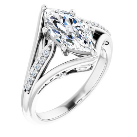 Ophelia Lab Grown Diamond Ring | 2 Carat Marquise Diamond Accented Engagement Ring ST206DLM