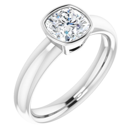 Paige 1 Carat Cushion Diamond Bezel-Set Solitaire Engagement Ring ST229DNC