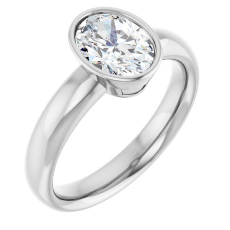 Paige 1 Carat Oval Diamond Bezel-Set Solitaire Engagement Ring ST229DNO