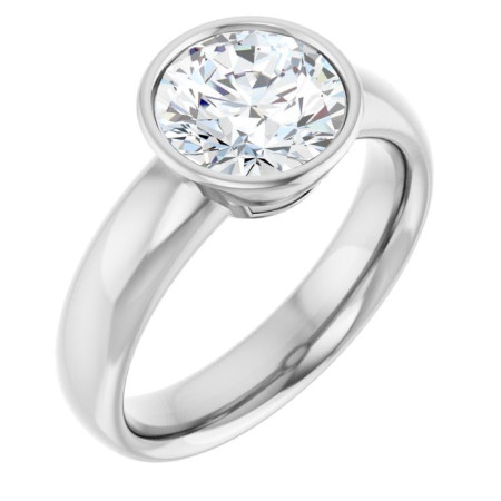 Paige Lab Grown Diamond Ring | 2 Carat Round Diamond Bezel-Set Solitaire Engagement Ring in White color  