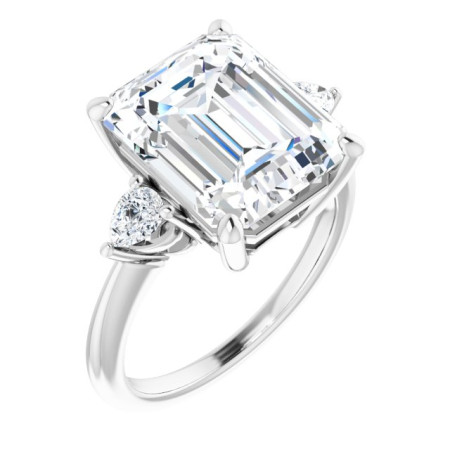 Paisley Lab Grown Diamond Ring | 6 Carat Emerald Diamond Three-Stone Engagement Ring ST042DLE