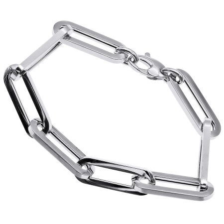 14K White Gold Hollow Paperclip Bracelet for Men's and Women's PAPSBW