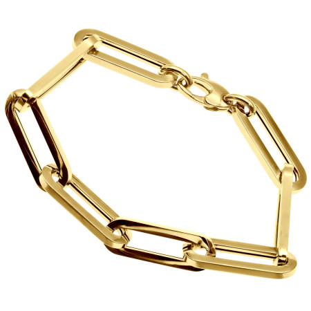 14K Yellow Gold Hollow Paperclip Bracelet for Men's and Women's PAPSBY