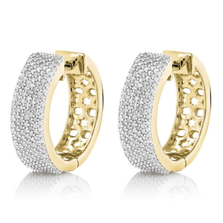 Pave Diamond Hoop Earrings 1.2ct 14K Gold 406285