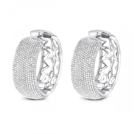 Pave Diamond Large Hoop Earrings 3.59ct 14K Gold 406284