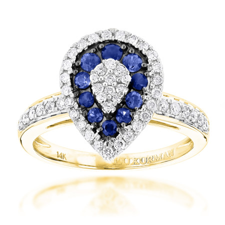Pear Shape Design Sapphire and Diamond Engagement Ring for Women 1 Carat TW in Yellow color  802714