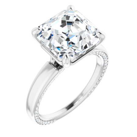 Penelope Lab Grown Diamond Ring | 5 Carat Asscher Diamond Accented Engagement Ring ST016DLA