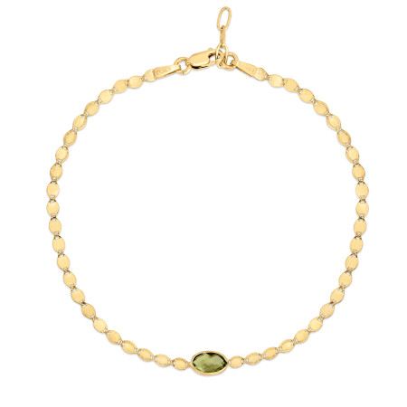 2.2mm Peridot Mirrored Chain Bracelet for Men & Women | 14K Yellow Gold | Lobster Clasp HD5102