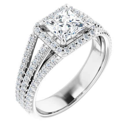 Peyton 1 Carat Square Diamond Halo-Style Engagement Ring ST099DNS