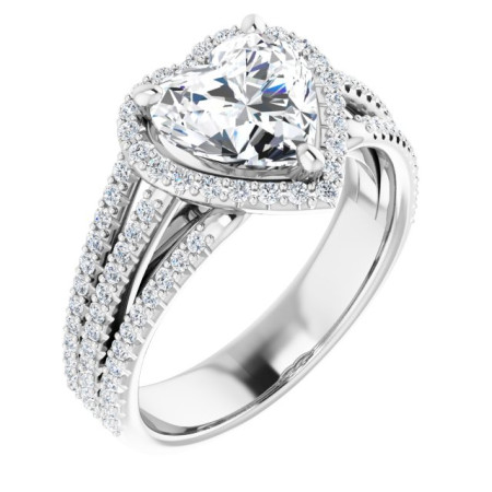 Peyton Lab Grown Diamond Ring | 2 Carat Heart Diamond Halo-Style Engagement Ring ST099DLH
