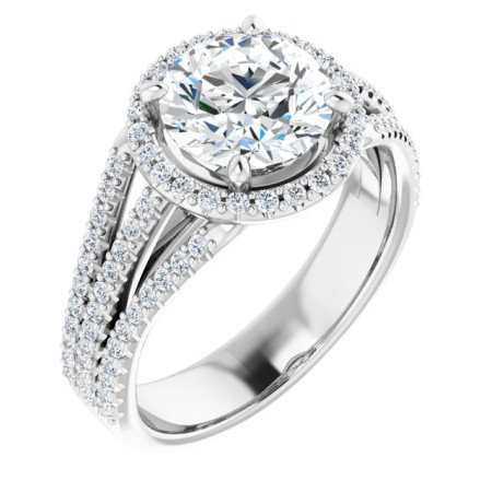 Peyton Lab Grown Diamond Ring | 2 Carat Round Diamond Halo-Style Engagement Ring ST099DLR