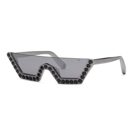 Philipp Plein Women's Designer Shield Sunglasses SPP031SAAUX Smoke Lenses M13811
