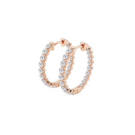 14k White Gold Round Lab-Grown Diamond Hoop Earrings | Prong Setting | F-G | Hinged Back in Rose color HD0162