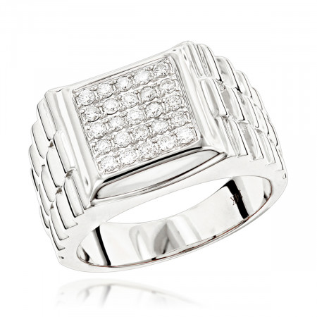 Square Men's Diamond Jubilee Pinky Ring by Luxurman 0.55ct 10K or 14K Gold 802897