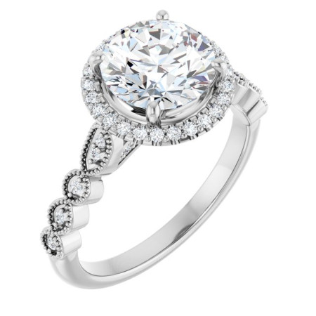 Piper Lab Grown Diamond Ring | 2 Carat Round Diamond Halo-Style Engagement Ring ST090DLR