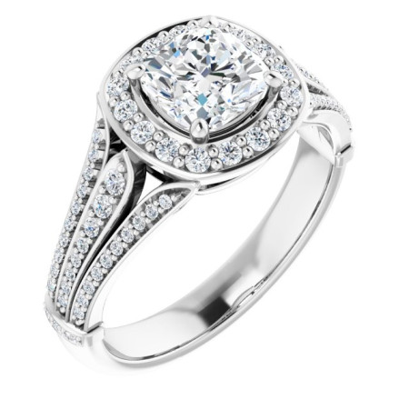 Poppy 1 Carat Cushion Diamond Halo-Style Engagement Ring ST240DNC