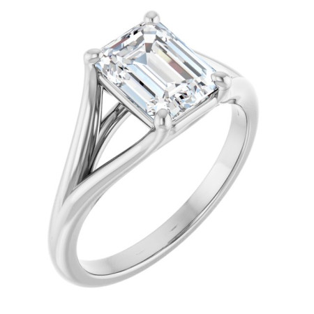Presley Lab Grown Diamond Ring | 2 Carat Emerald Diamond Solitaire Engagement Ring ST180DLE
