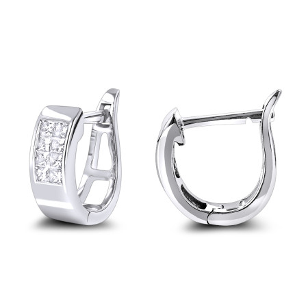 Princess Cut Diamond Huggie Earrings 0.25ct 14K Gold in White color  204769