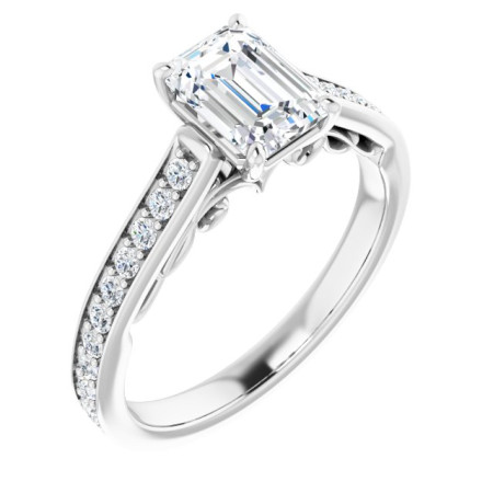 Quinn 1 Carat Emerald Diamond Accented Sculptural Engagement Ring ST083DNE