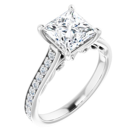 Quinn Lab Grown Diamond Ring | 1.5 Carat Square Diamond Accented Engagement Ring ST083DLS