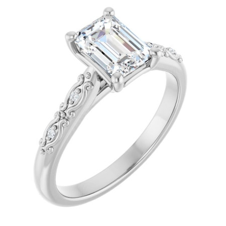 Rachel 1 Carat Emerald Diamond Accented Engagement Ring ST192DNE