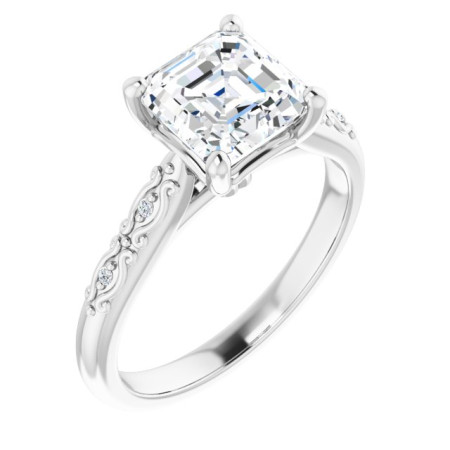 Rachel Lab Grown Diamond Ring | 2 Carat Asscher Diamond Accented Engagement Ring ST192DLA