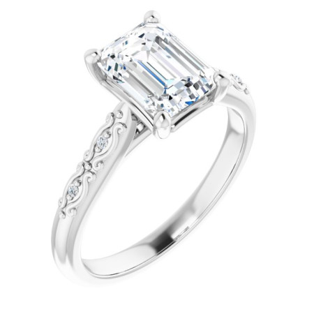 Rachel Lab Grown Diamond Ring | 2 Carat Emerald Diamond Accented Engagement Ring ST192DLE