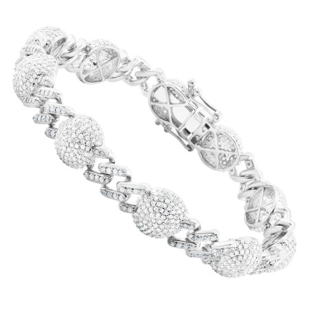 Unique 14K Gold Cuban Chain Link Diamond Bracelet for Women | Pave Setting | 4.5ct in White color  407185
