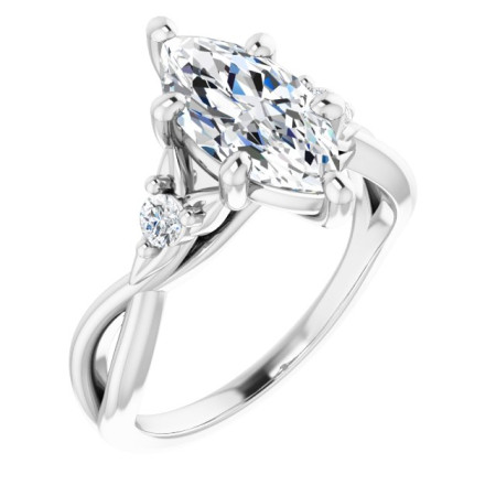Reese Lab Grown Diamond Ring | 2 Carat Marquise Diamond Accented Engagement Ring ST130DLM