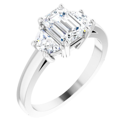 Regina 1 Carat Emerald Diamond Three-Stone Engagement Ring ST242DNE