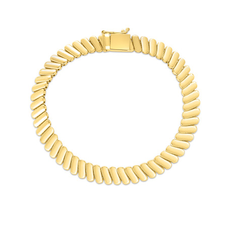7mm Rib Link Bracelet for Men & Women | 14K Yellow Gold | Box with Figure 8 Clasp HD5105