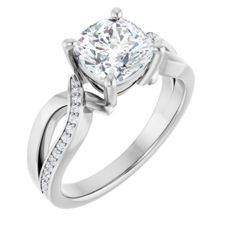 Riley 2 Carat Cushion Diamond Accented Engagement Ring ST031DNC