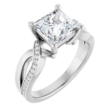 Riley 2 Carat Square Diamond Accented Engagement Ring ST031DNS