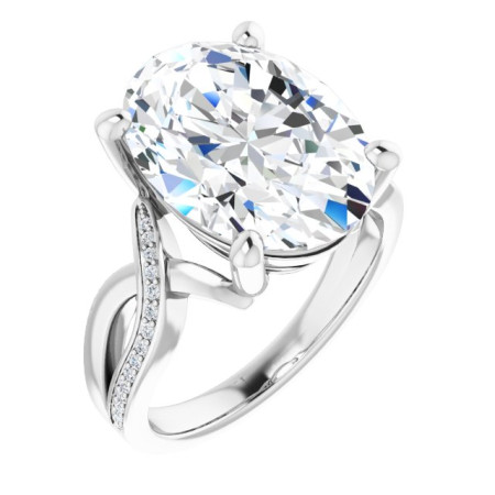 Riley Lab Grown Diamond Ring | 7 Carat Oval Diamond Accented Engagement Ring ST031DLO