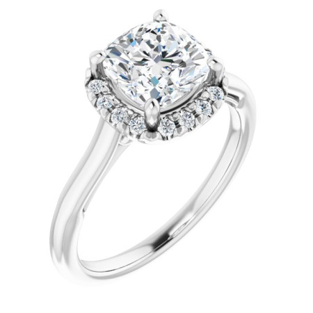 River Lab Grown Diamond Ring | 2 Carat Cushion Diamond Halo-Style Engagement ring ST118DLC