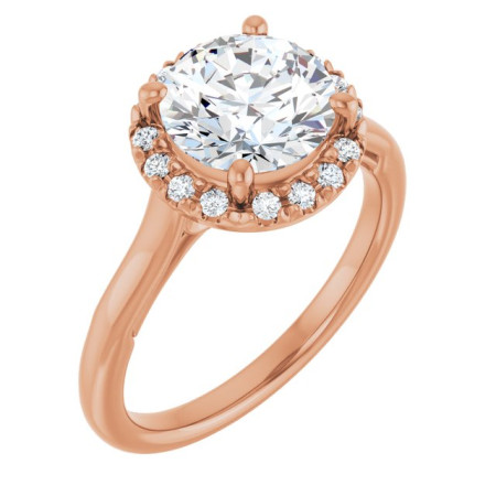 River Lab Grown Diamond Ring | 2 Carat Round Diamond Halo-Style Engagement ring in Rose color ST118DLR