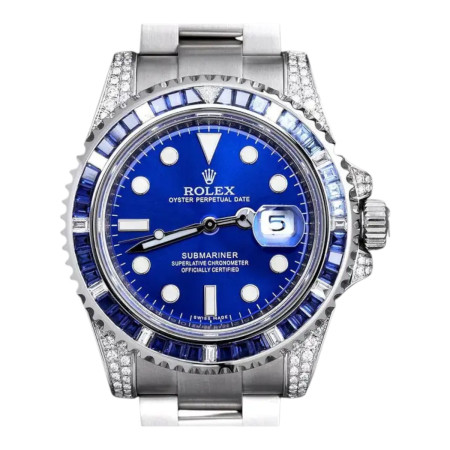 Rolex Submariner Date Sapphire/Diamond Stainless Steel Watch Blue Dial 969020
