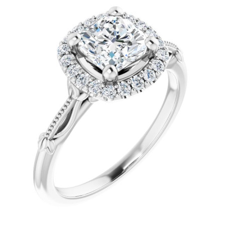 Rosalie 1 Carat Cushion Diamond Halo-Style Engagement Ring ST136DNC