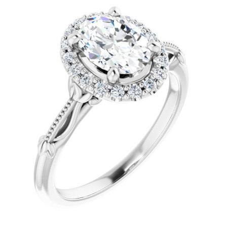 Rosalie 1 Carat Oval Diamond Halo-Style Engagement Ring ST136DNO