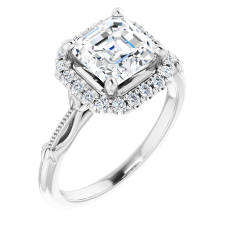 Rosalie Lab Grown Diamond Ring | 2 Carat Asscher Diamond Halo-Style Engagement Ring ST136DLA