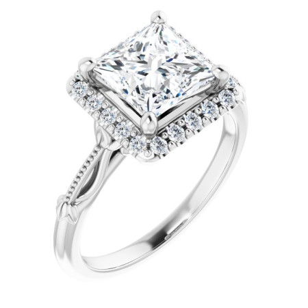 Rosalie Lab Grown Diamond Ring | 1.5 Carat Square Diamond Halo-Style Engagement Ring ST136DLS
