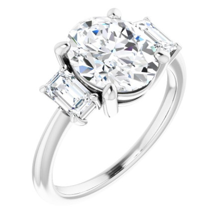 Rose Lab Grown Diamond Ring | 3 Carat Oval Diamond Three-Stone Engagement Ring ST095DLO