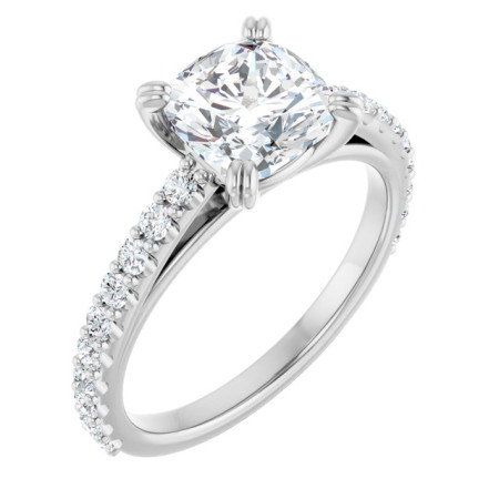 Rosemary Lab Grown Diamond Ring | 2 Carat Cushion Diamond Accented Engagement Ring ST246DLC