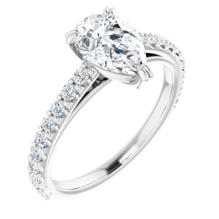 Rosemary Lab Grown Diamond Ring | 2 Carat Pear Diamond Accented Engagement Ring ST246DLP