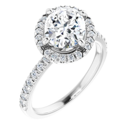 Ruth Lab Grown Diamond Ring | 2 Carat Oval Diamond Halo-Style Engagement Ring in White color  ST139DLO
