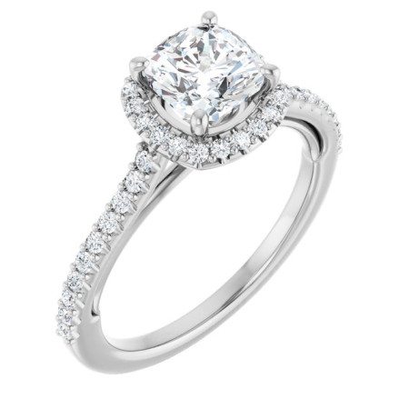 Rylee 1 Carat Cushion Diamond Halo-Style Engagement Ring in White color  ST086DNC
