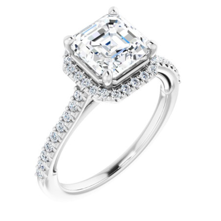 Rylee Lab Grown Diamond Ring | 2 Carat Asscher Diamond Halo-Style Engagement Ring ST086DLA