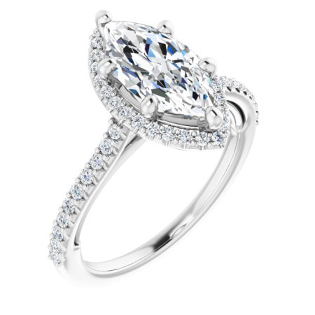 Rylee Lab Grown Diamond Ring | 2 Carat Marquise Diamond Halo-Style Engagement Ring ST086DLM