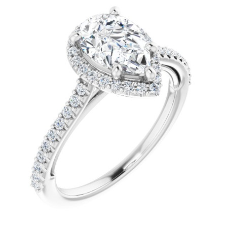 Rylee Lab Grown Diamond Ring | 2 Carat Pear Diamond Halo-Style Engagement Ring ST086DLP